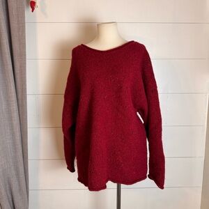 Women’s Vintage Avoca Red Pure Wool Pullover Sweater Size Large XL